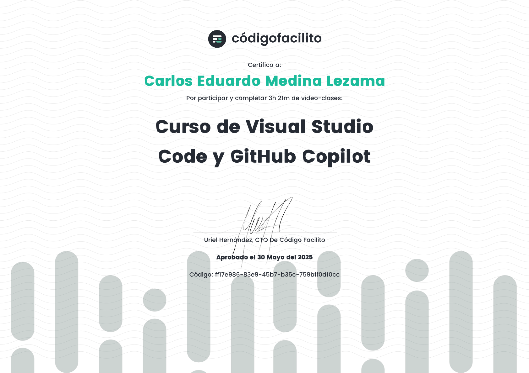 Curso de Visual Studio Code y GitHub Copilot - CódigoFacilito - Carlos Eduardo Medina Lezama